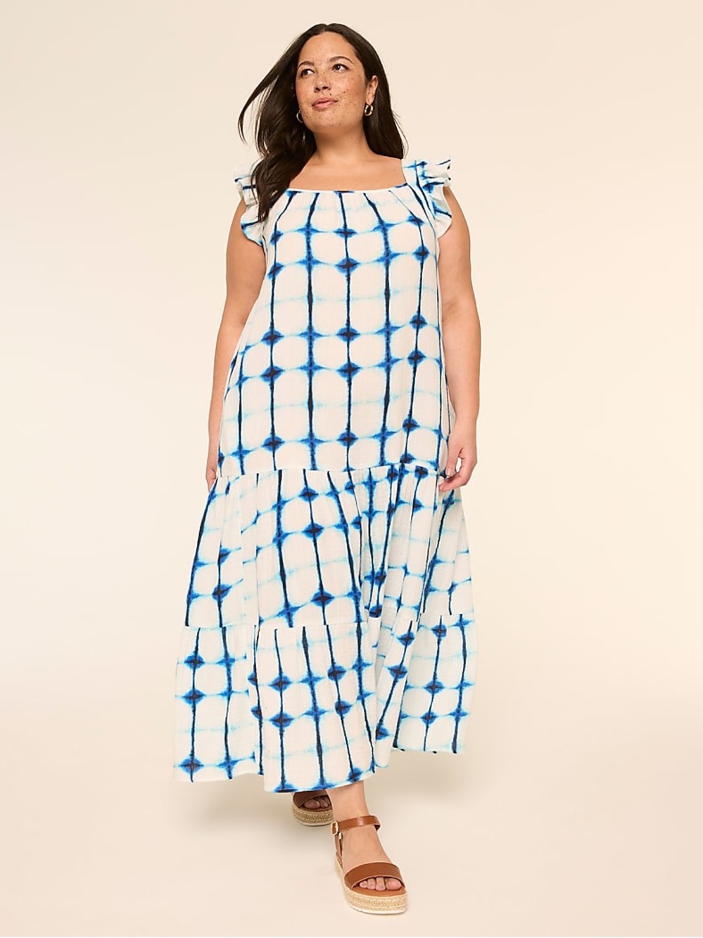 Lane Bryant Ruffle-Sleeve Tiered Gauze Maxi Dress